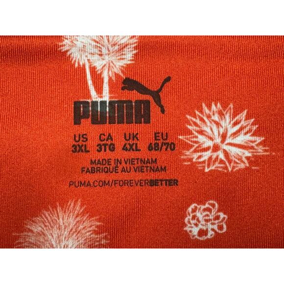 Puma Men's Short Sleeve Orange Cactus Print Stretch Polo Shirt - Size 3XL - Picture 3 of 5